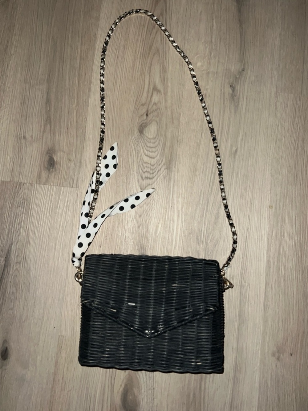 Zara Black Woven Crossbody Bag